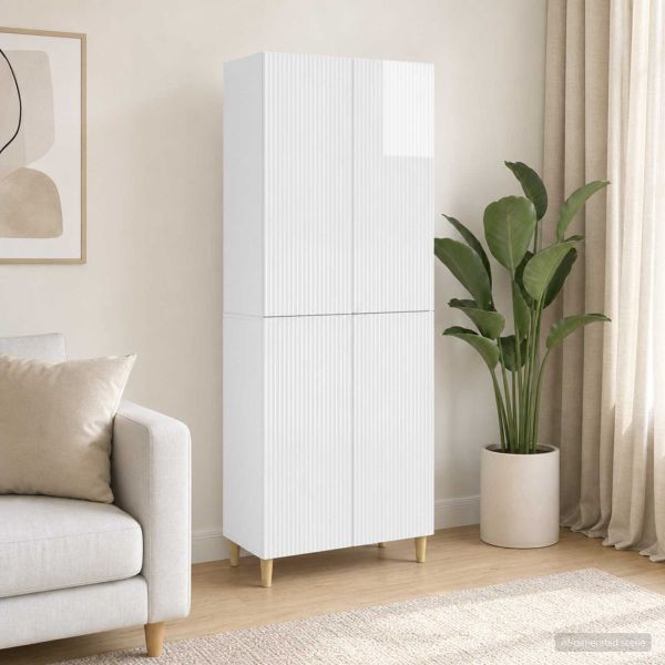 Комплект шкафове 2 pcs Бял гланц 66 x 34,5 x 90 см