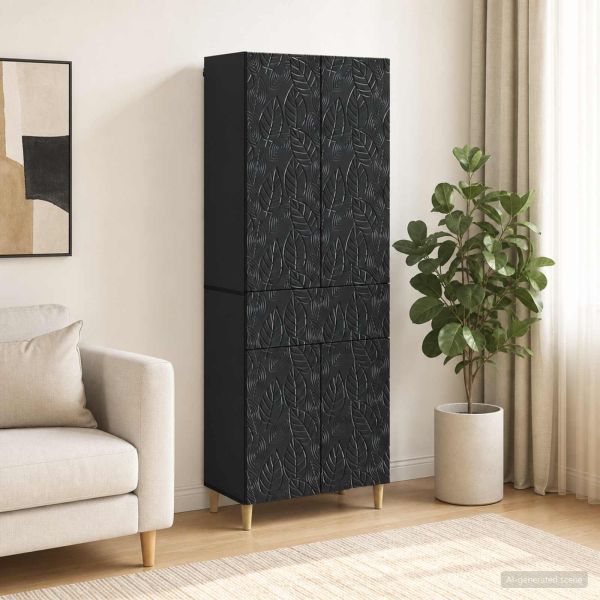 Комплект шкафове 2 pcs Черно Инженерна дървесина