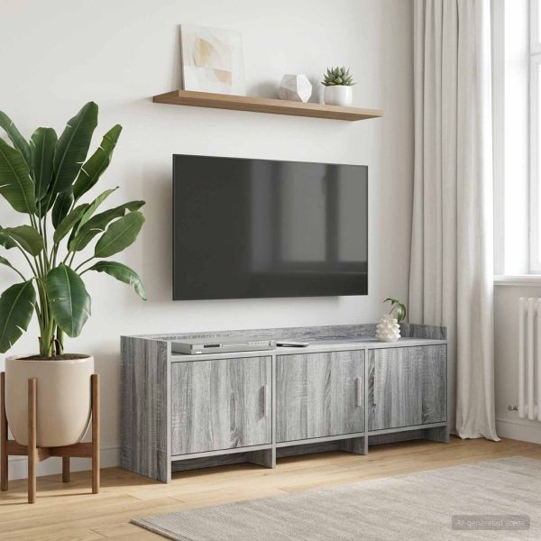 ТВ шкаф 130 x 33 x 47 см Сив Сонома Инженерна дървесина
