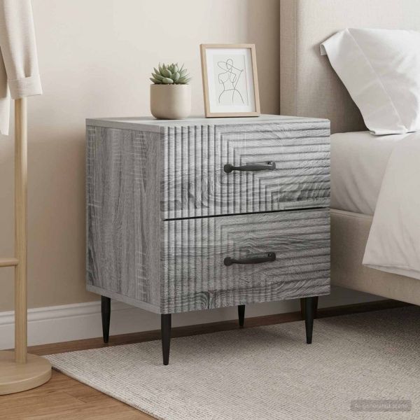 Нощен шкаф с чекмедже 2 pcs Сива сонома 43 x 34,5 x 47,5 см