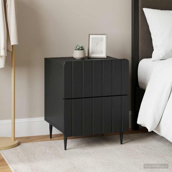 Нощен шкаф 2 pcs Черно 43 x 34,5 x 49,5 см Инженерна дървесина
