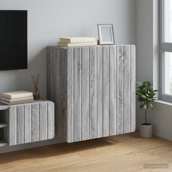 Стенно шкафче Сив Сонома 59 x 31 x 64 см Инженерна дървесина