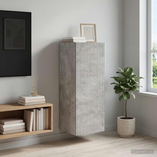 Стенно шкафче Бетонно сиво 33 x 34,5 x 90 см
