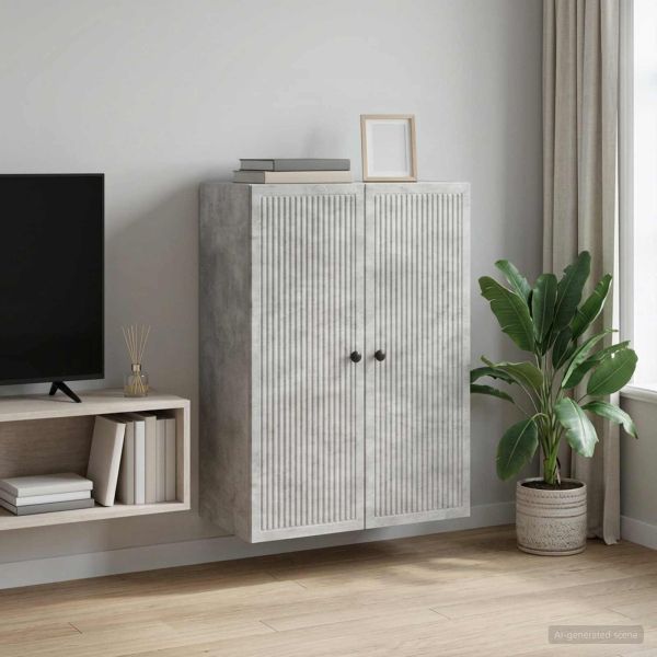 Стенно шкафче Бетонно сиво 66 x 34,5 x 90 см