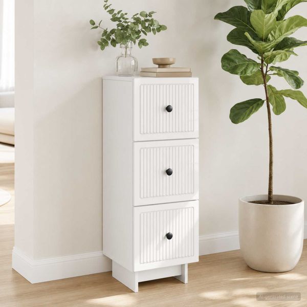 Чекмеджетен шкаф Бял гланц 33 x 34,5 x 90 см