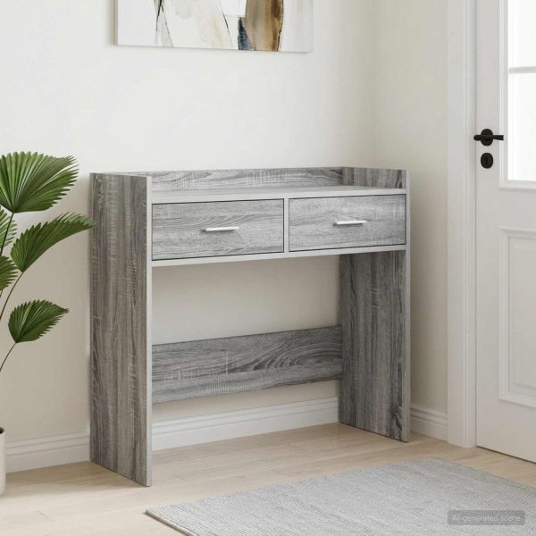 Конзолна маса Сив Сонома 90 x 35 x 80 см Инженерна дървесина