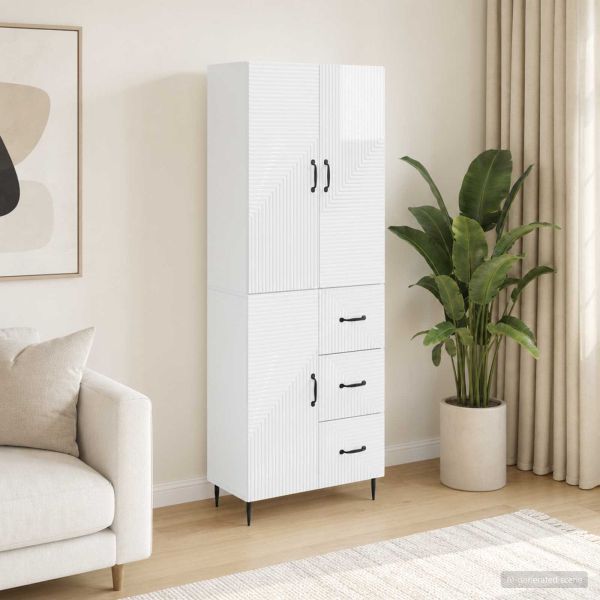 Комплект шкафове 2 pcs Бял гланц 66 x 34,5 x 89,5 см