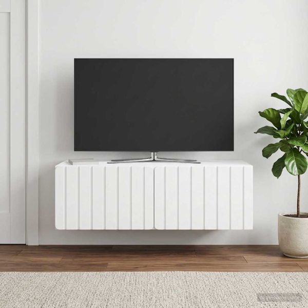 Стенно монтиран ТВ шкаф 98 x 41 x 30 см Бяло