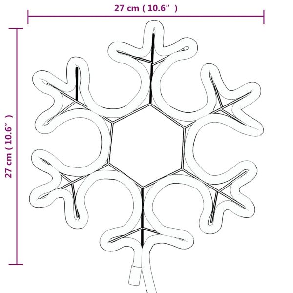 Коледна фигура снежинка с 48 светодиода, топло бяло, 27x27 см