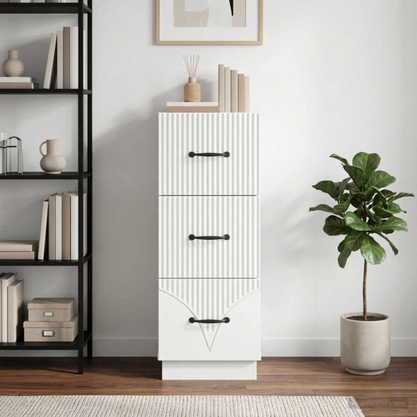 Чекмеджетен шкаф Бял гланц 33 x 34,5 x 87 см