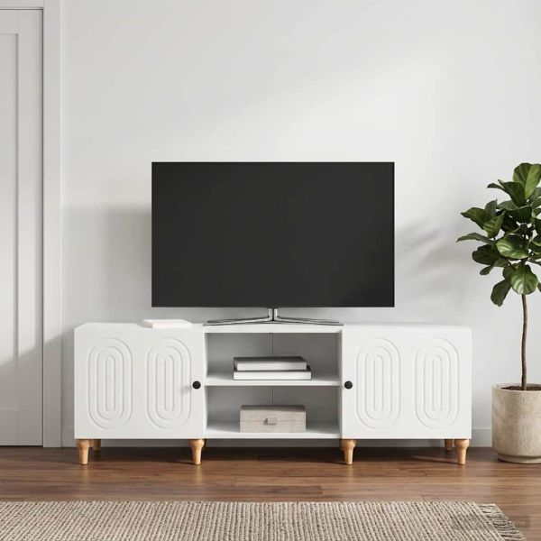 ТВ шкаф Бяло 150 x 31 x 50 см Инженерна дървесина