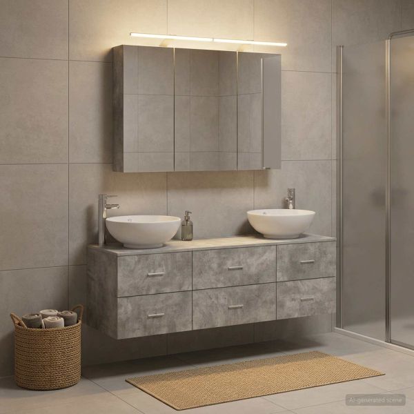 Комплект мебели за баня 4 pcs Бетонно сиво