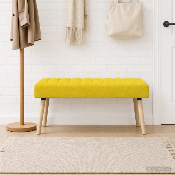 Пейка с канали Светло жълто 110 x 40 x 46 cm Текстил