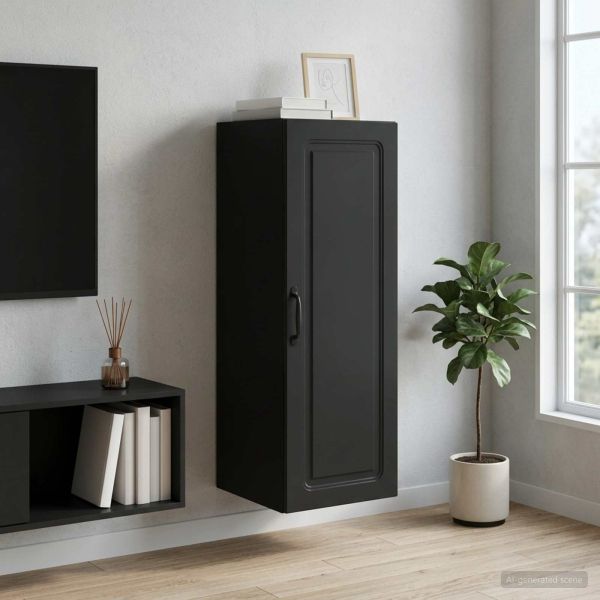 Стенно шкафче Черно 33 x 34,5 x 90 см Инженерна дървесина