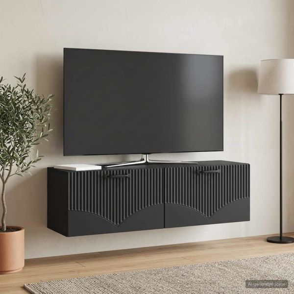 Стенно монтиран ТВ шкаф Черно 98 x 31 x 30 см