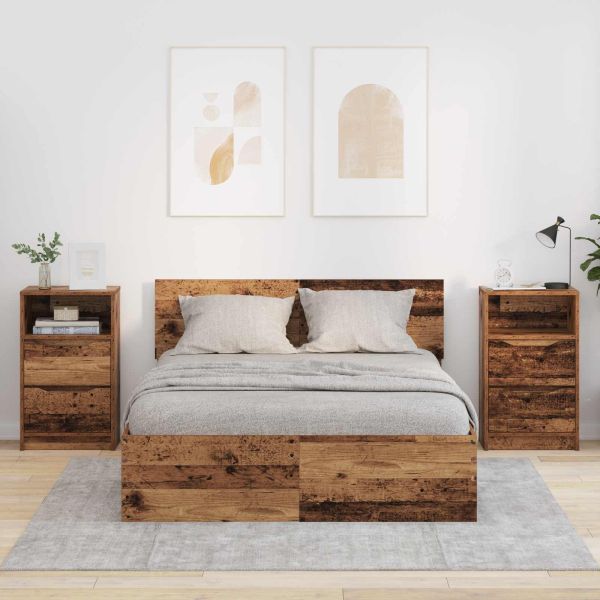 Нощни маси 2 pcs Старо дърво 40 x 30 x 467 см Инженерно дърво