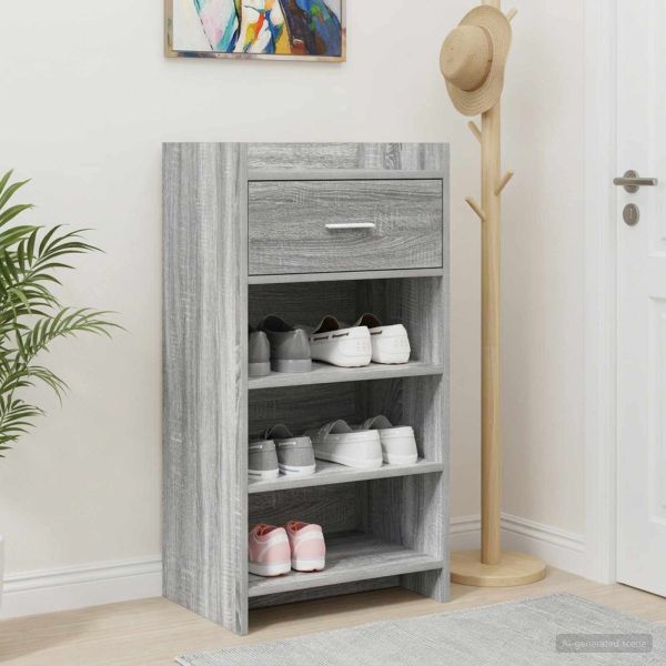 Шкаф за обувки Сив Сонома 48 x 36 x 92 см Инженерна дървесина