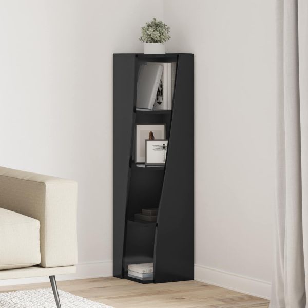 Ъглов шкаф Черно 27,5x27x102см Инженерно дърво