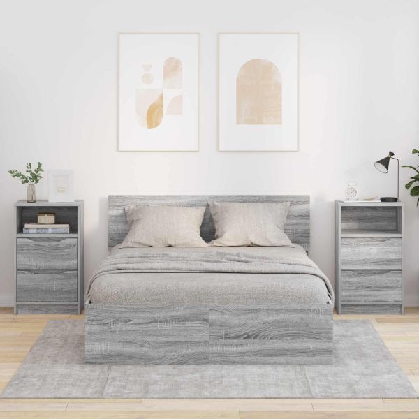 Нощни маси 2 pcs Сив Сонома 40 x 30 x 467 см Инженерно дърво