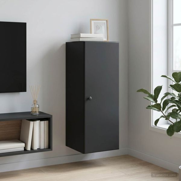 Стенно шкафче Черно 33 x 34,5 x 90 см Инженерна дървесина