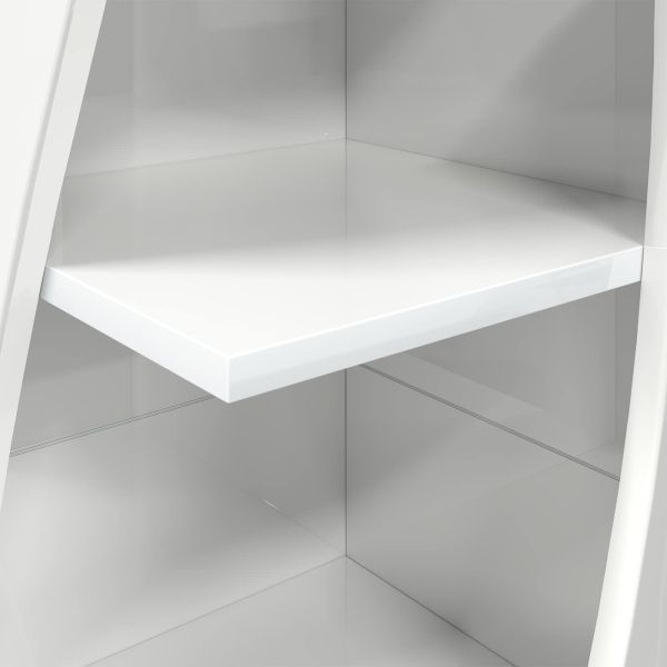 Ъглов шкаф Лъскаво бяло 32x32x140см Инженерно дърво
