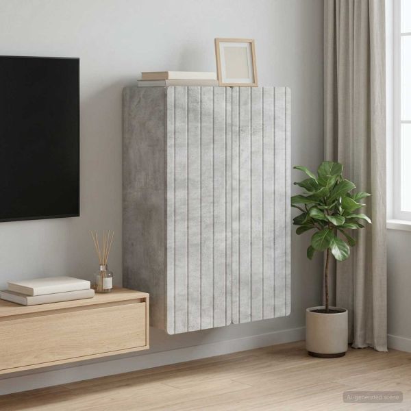 Стенно шкафче Бетонно сиво 66 x 34,5 x 92 см