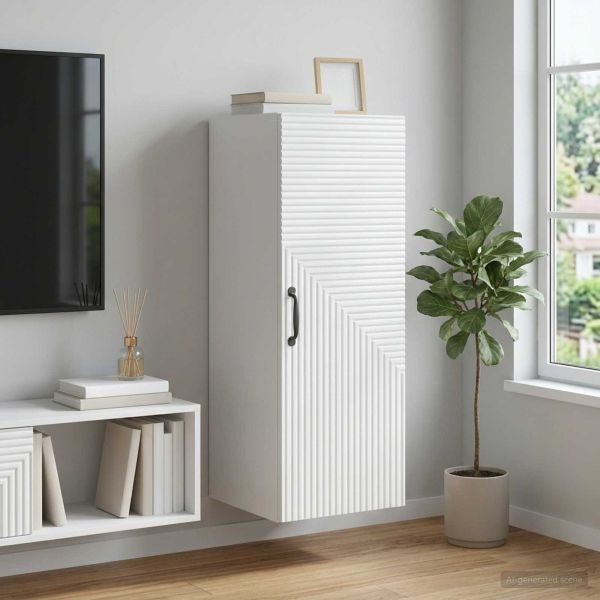 Стенно шкафче Бяло 33 x 34,5 x 90 см Инженерна дървесина