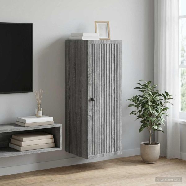 Стенно шкафче Сив Сонома 33 x 34,5 x 90 см Инженерна дървесина