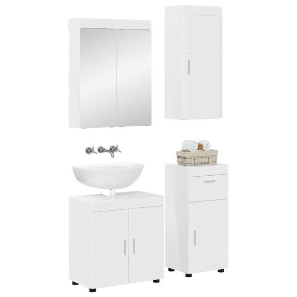 Комплект мебели за баня TULUM 4 pcs Лъскаво бяло