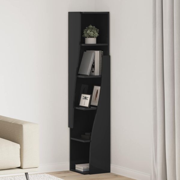 Ъглов шкаф 27,5x27x140см Инженерна дървесина Черно