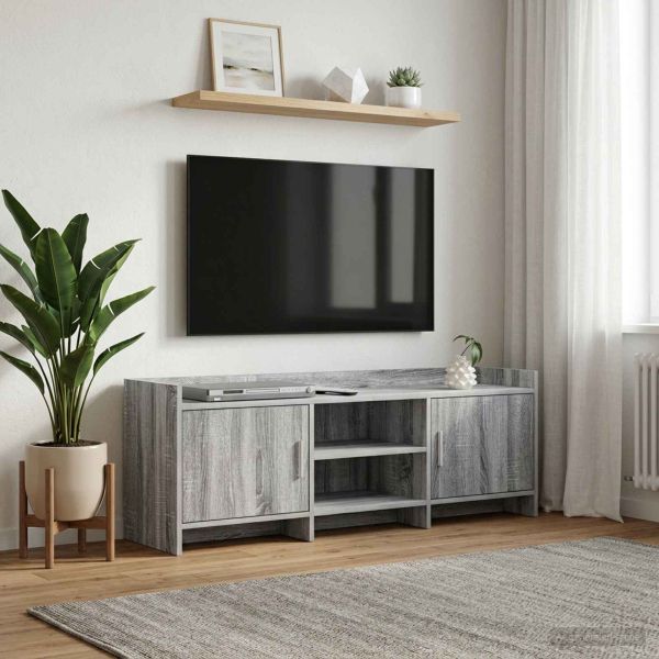 ТВ шкаф 130 x 33 x 47 см Сив Сонома Инженерна дървесина