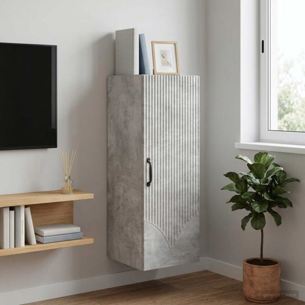 Стенно шкафче Бетонно сиво 33 x 34,5 x 90 см