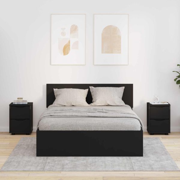 Нощни маси 2 pcs Черно 30,5 x 30 x 43 см Инженерно дърво