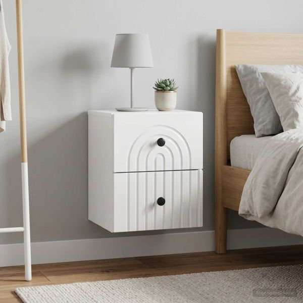 Спален шкаф с монтаж на стена 2 pcs Бял гланц 33 x 34,5 x 40 см
