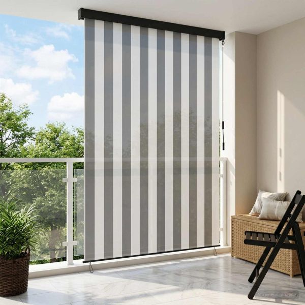 Ролетна щора Антрацит и бяло 120 x 250 cm Текстил и Алуминий