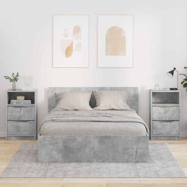 Нощни маси с чекмедже 2 pcs Циментено сиво 40 x 30 x 467 см