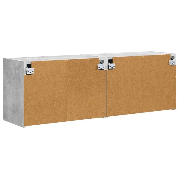 TV стенен шкаф 2 pcs Циментено сиво 59,5 x 31 x 40 см