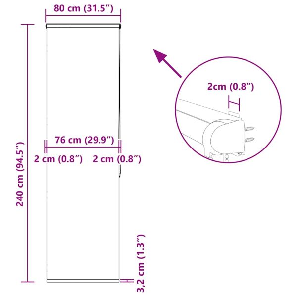Ролетна щора за душ с касета 80x240 см Ширина на плата 76 см