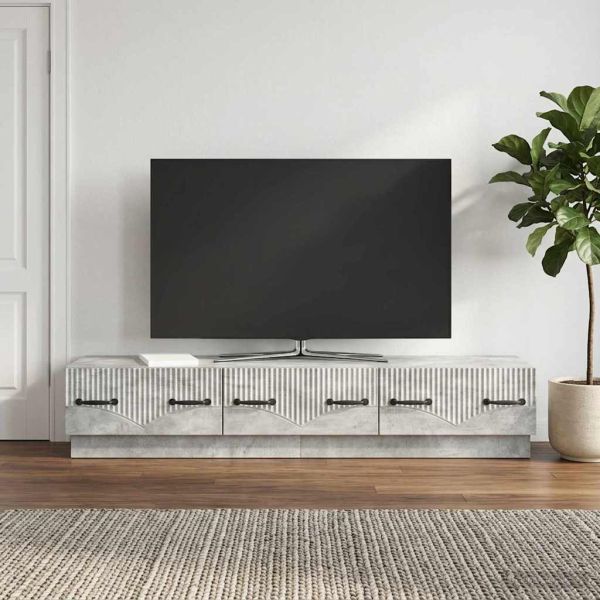ТВ шкаф Бетонно сиво 147 x 34,5 x 27 см Инженерна дървесина