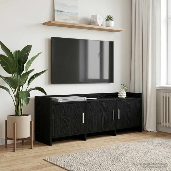 ТВ шкаф 130 x 33 x 47 см Черен дъб Инженерна дървесина