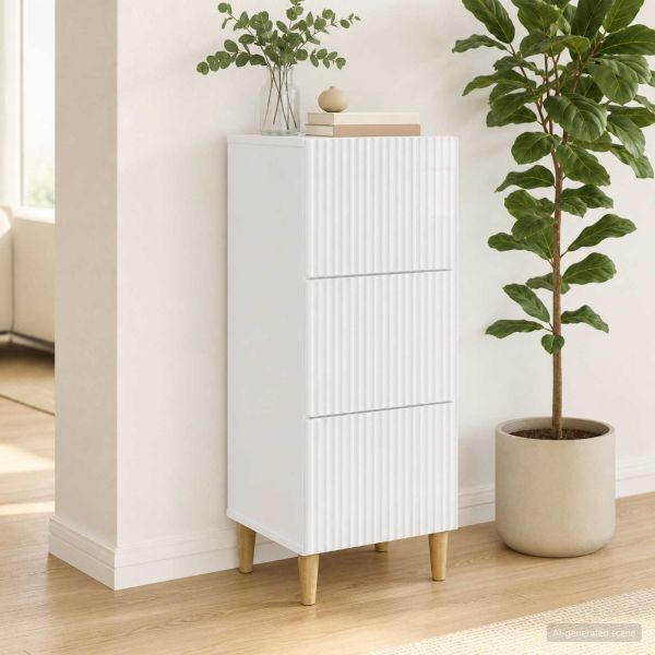 Чекмеджетен шкаф Бял гланц 33 x 34,5 x 90 см