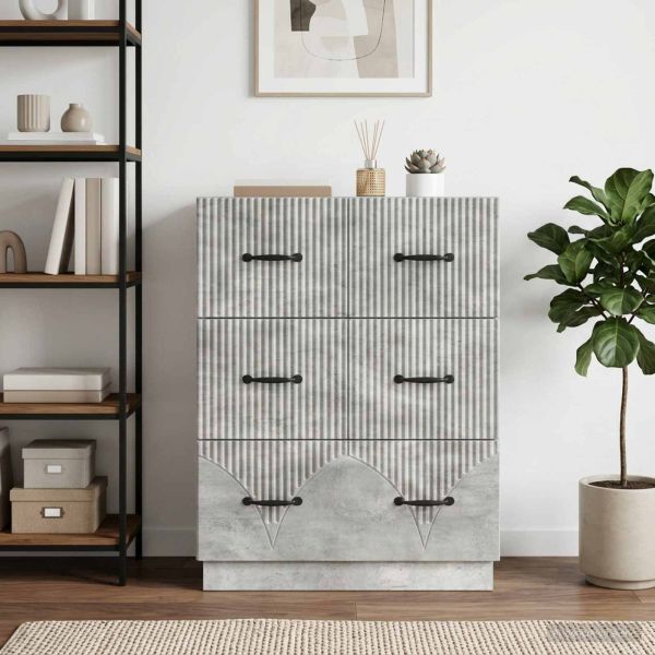 Чекмеджетен шкаф Бетонно сиво 66 x 34,5 x 87 см