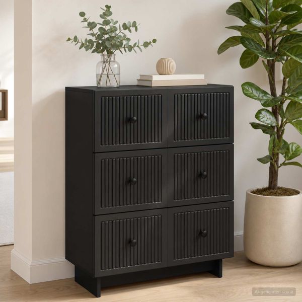 Чекмеджетен шкаф Черно 66 x 34,5 x 90 см Инженерна дървесина