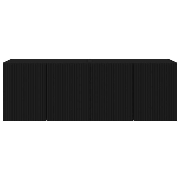 TV стенен шкаф 2 pcs Черно 59,5 x 31 x 40 см Инженерно дърво