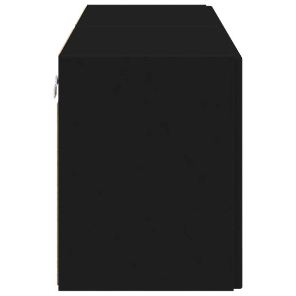 TV стенен шкаф 2 pcs Черно 59,5 x 31 x 40 см Инженерно дърво