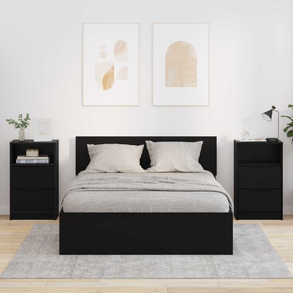 Нощни маси 2 pcs Черно 40 x 30 x 467 см Инженерно дърво