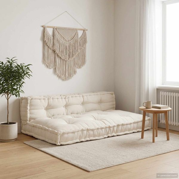 Кушон за палетен диван 2 pcs Кремаво 120 x 80 x 38 см Текстил