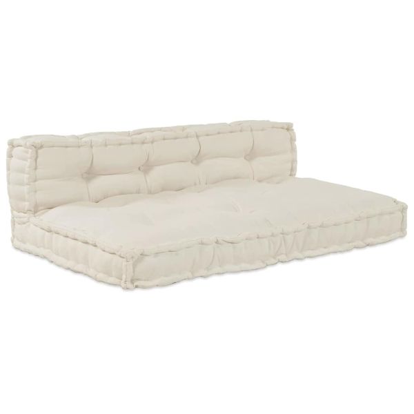 Кушон за палетен диван 2 pcs Кремаво 120 x 80 x 38 см Текстил
