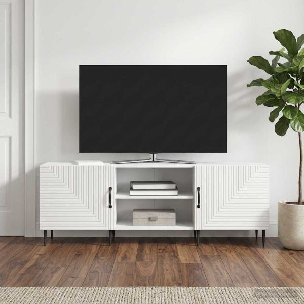 ТВ шкаф Бял гланц 150 x 31 x 50 см Инженерна дървесина