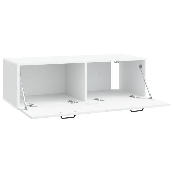 Стенно монтиран ТВ шкаф Монтиране на стена Бяло 98 x 41 x 30 см